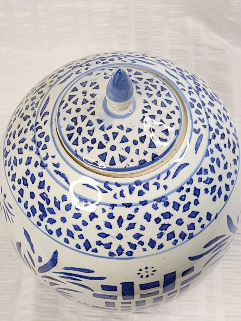Vintage Chinese Ginger Jar Blue and White Double Happiness Phoenix 11" - Picture 10 of 11